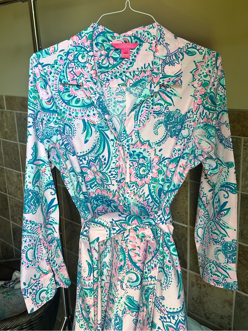 Lilly Pulitzer Pink Teal Floral Print Dress